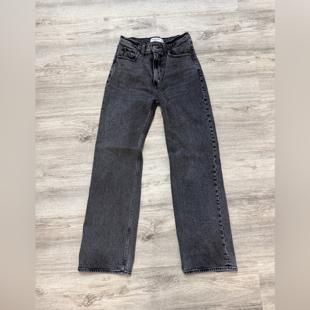 Abercrombie & Fitch Women's Dark Gray Straight Leg Jeans